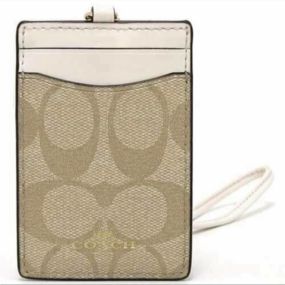 Coach Beige and Cream Key & Card Holder
